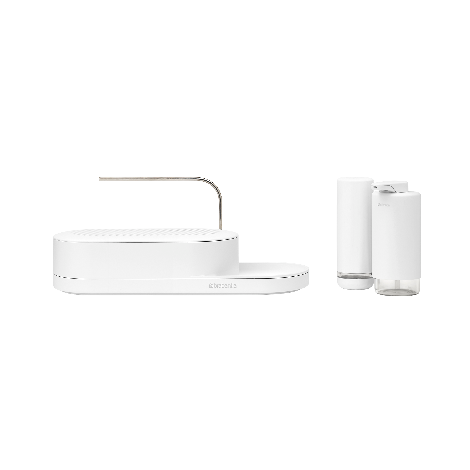 Brabantia SinkStyle Organiser Set, 3-delig (organiser, zeep- en afwasmiddeldispenser) - Mineral Fresh White