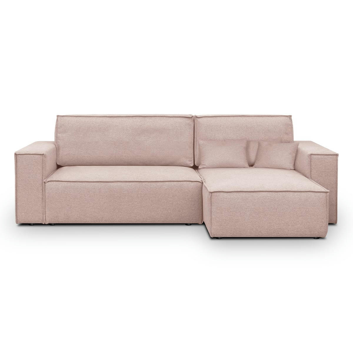 LIVIA NEW - Canapé d'angle convertible 4 places en tissu rose