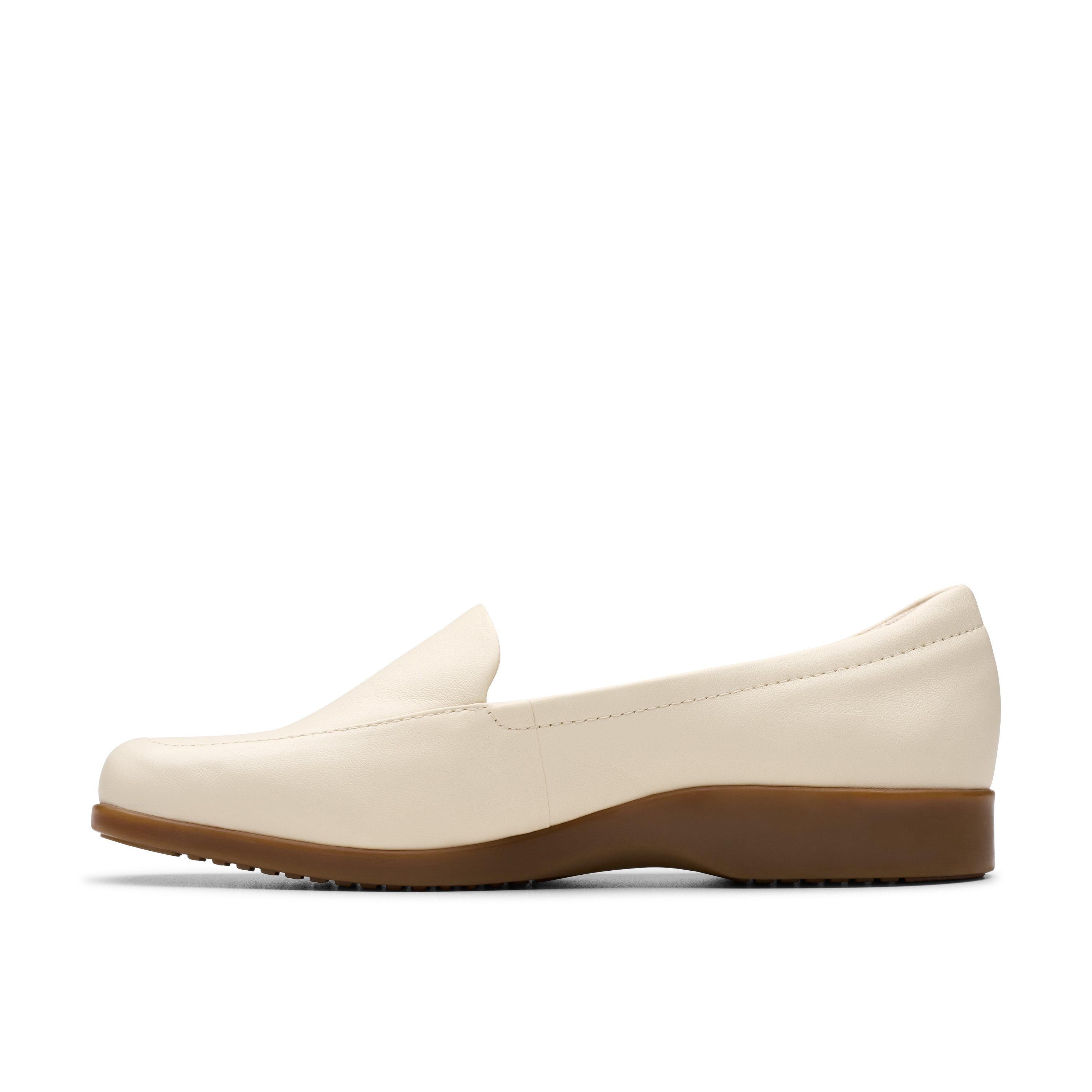 Clarks Georgia Cream Leather Slip Ons