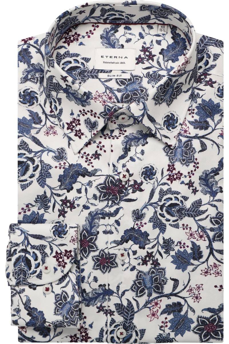 ETERNA Slim Fit Hemd blau, Bedruckt
