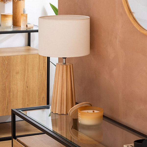 Lampe à poser en bois ADON - H. 53 cm - Beige