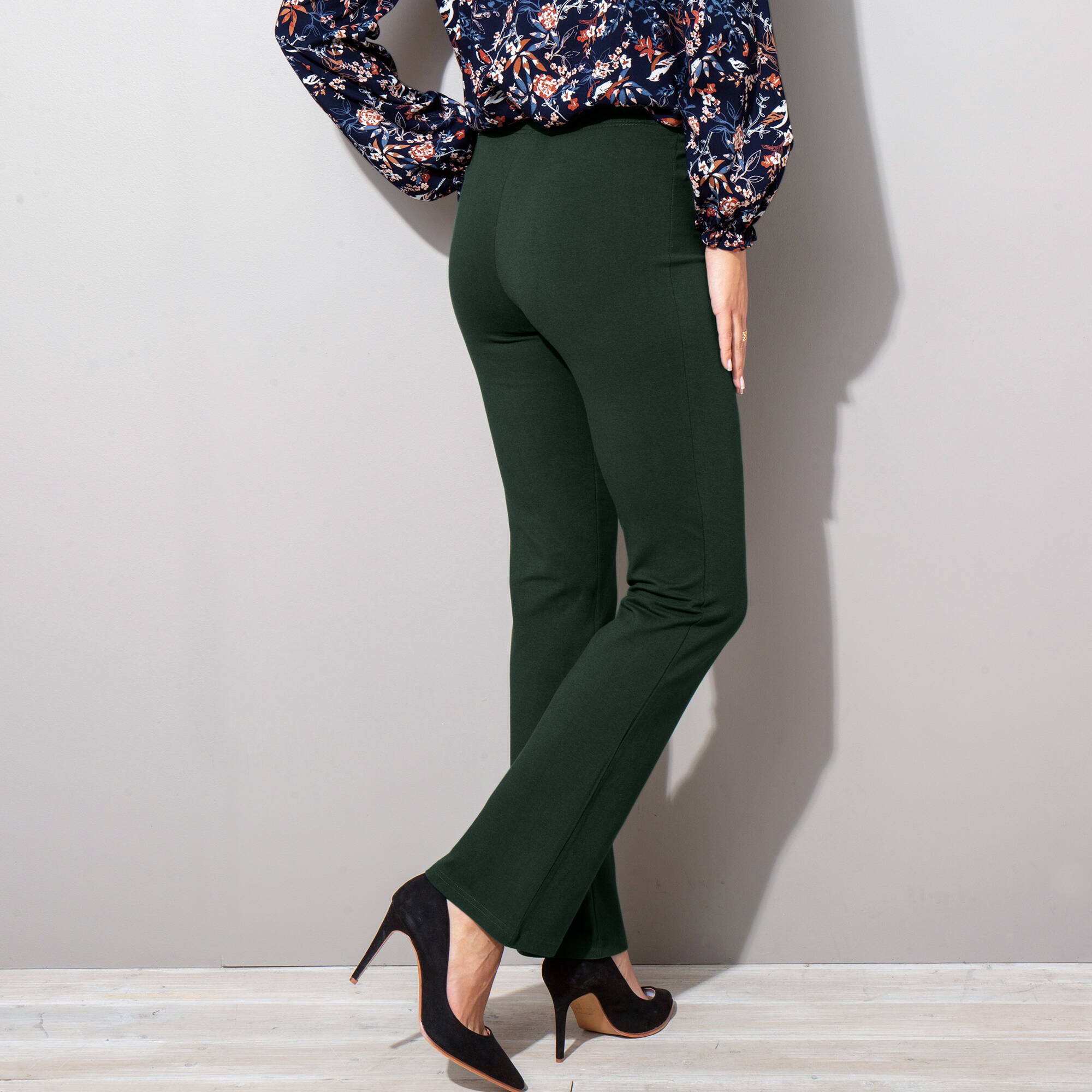 Legging bootcut uni, taille élastiquée