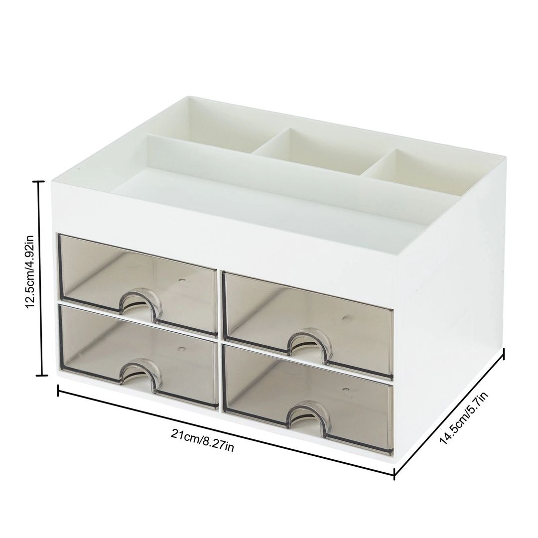 Hinsinc Makeup Storage Box 21x14.5x12.5cm 4 Drawers 4 Compartments Desk