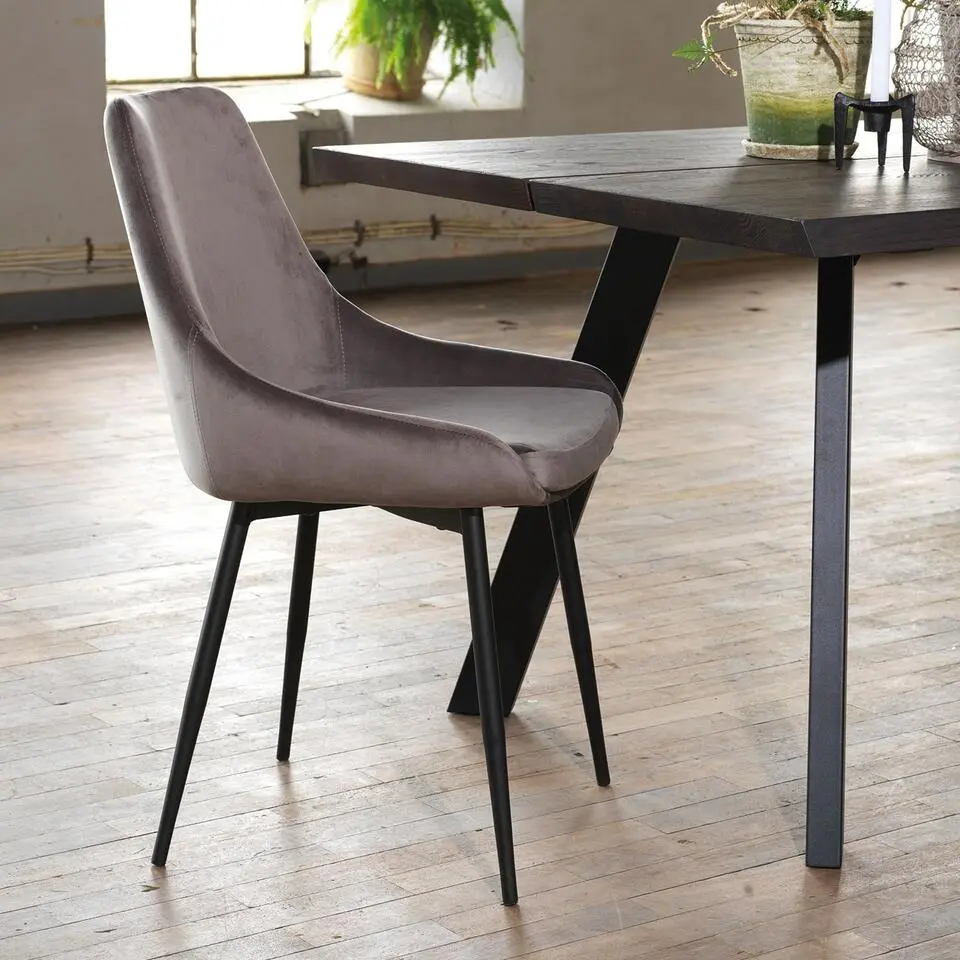 Rowico Home Sierra Velvet Eetkamerstoel Grijs