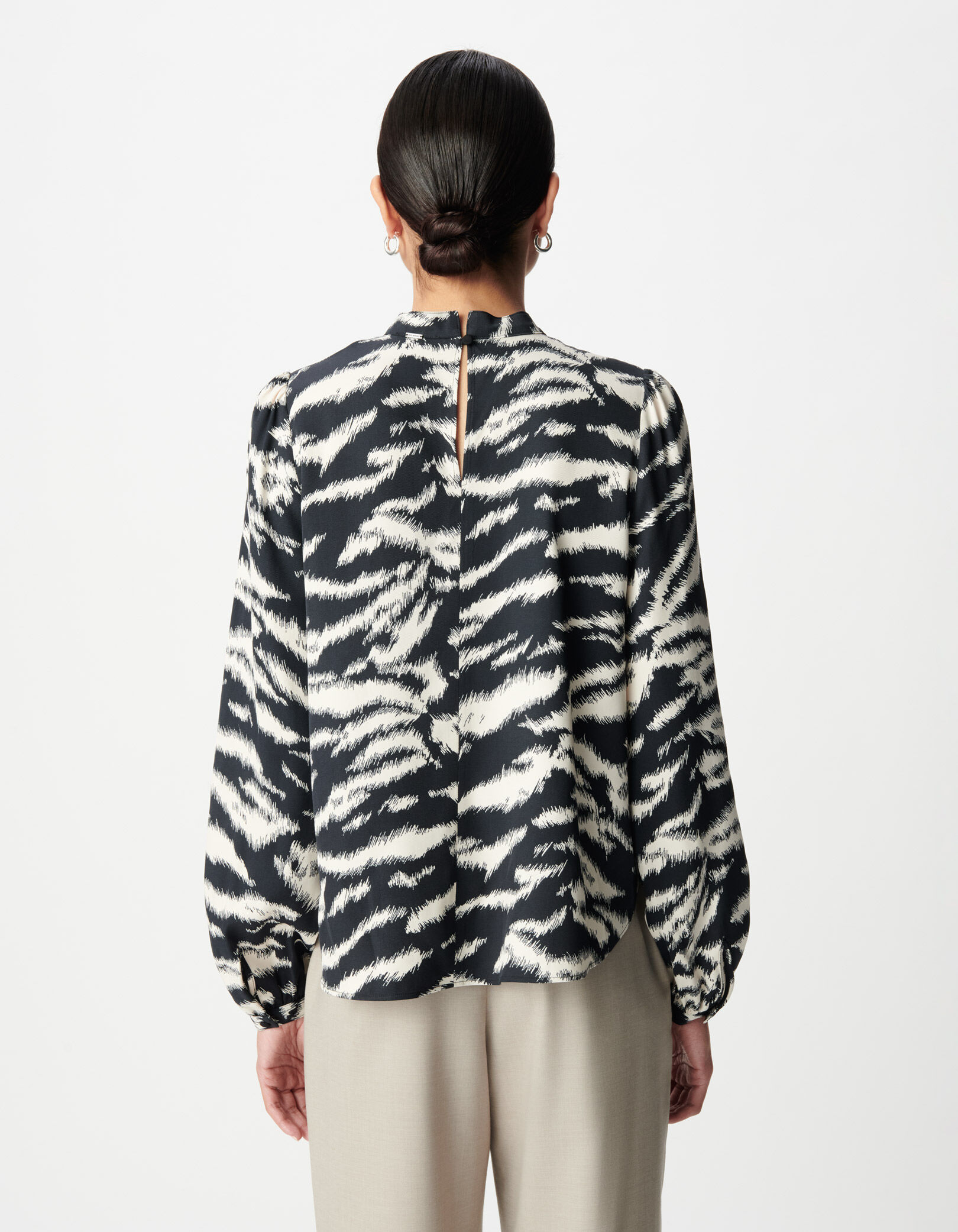 Blouse noire imprimé zèbre Femme