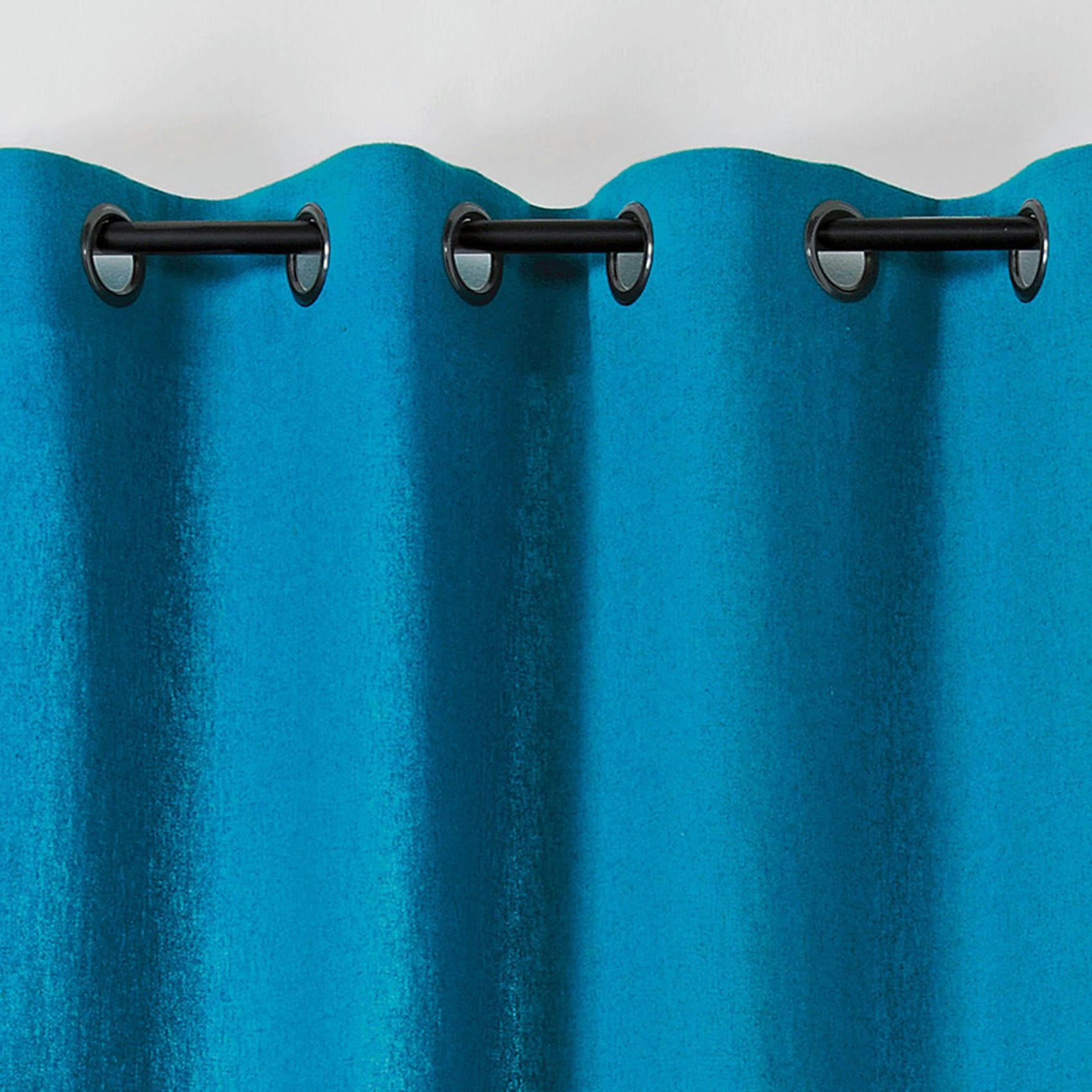 - Rideau en coton et chanvre bleu 135x240 cm