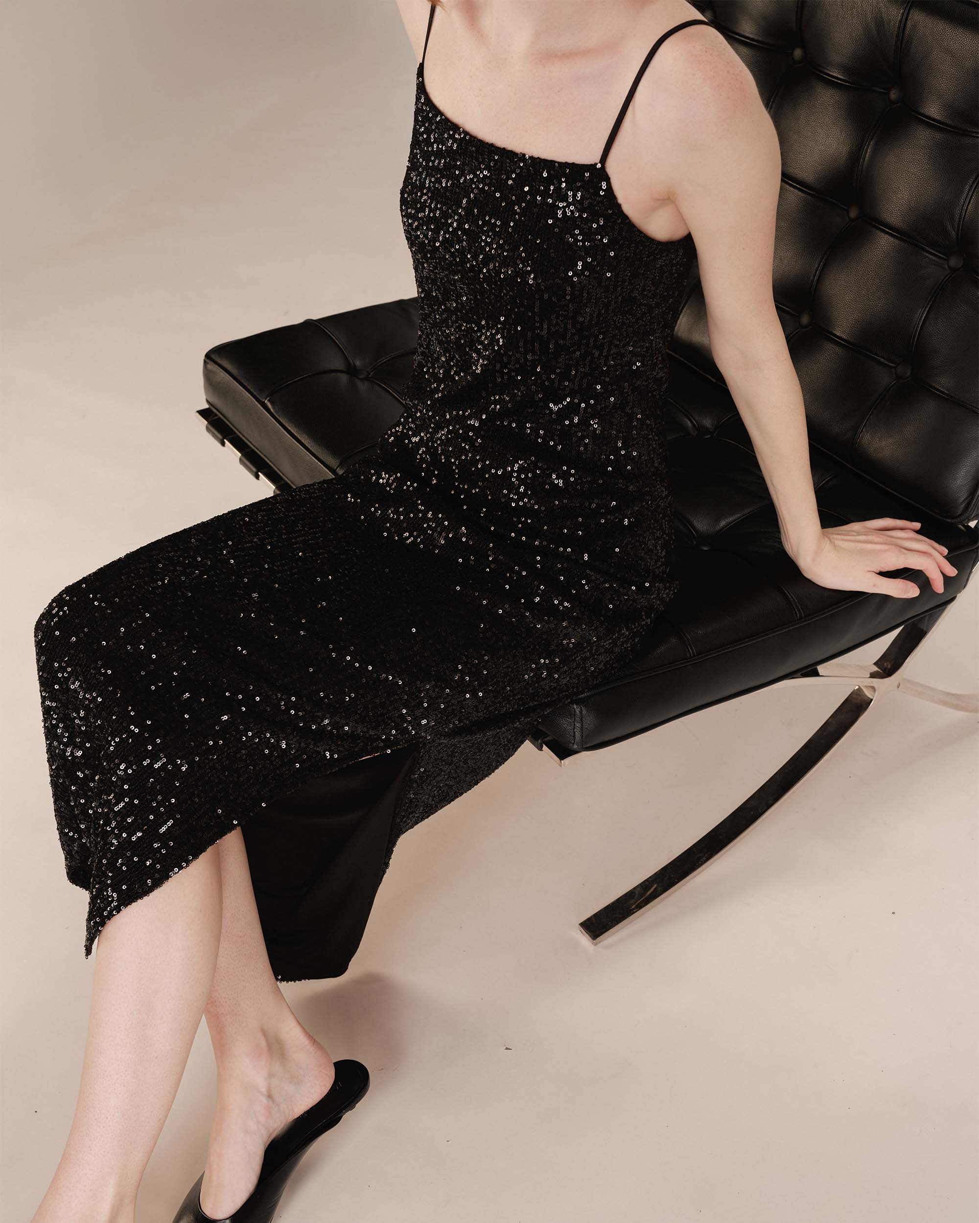 Robe longue sequins noir Tori