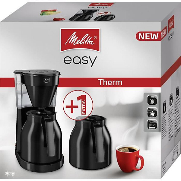 Machine a Cafe - Cafetiere Electriquefiltre Easy Therm II MELITTA - 1050 W - 2eme verseuse - Noir