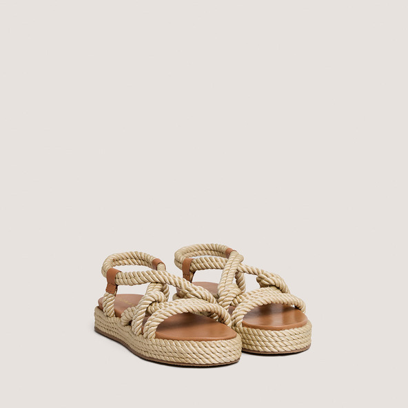 Sandales à brides entrecroiséesen corde beige | WAEL