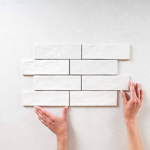 Faience Effet Zellige Blanc MALLORCA 6,5x20cm White - Les Carreaux de Jean