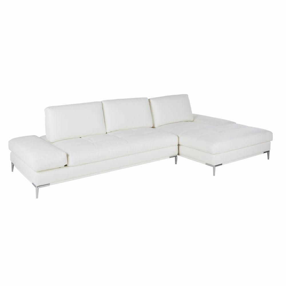 Geller - Canapé d'angle droit 4/5 places blanc