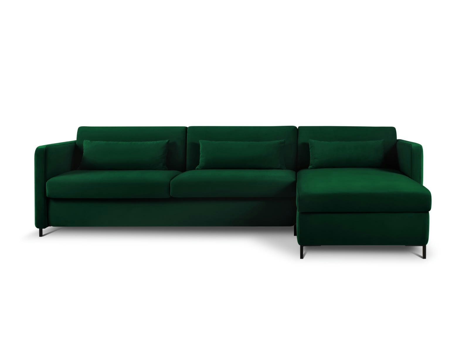 YANIS - Canapé D'Angle Droit Convertible 4 places en Velours Beige