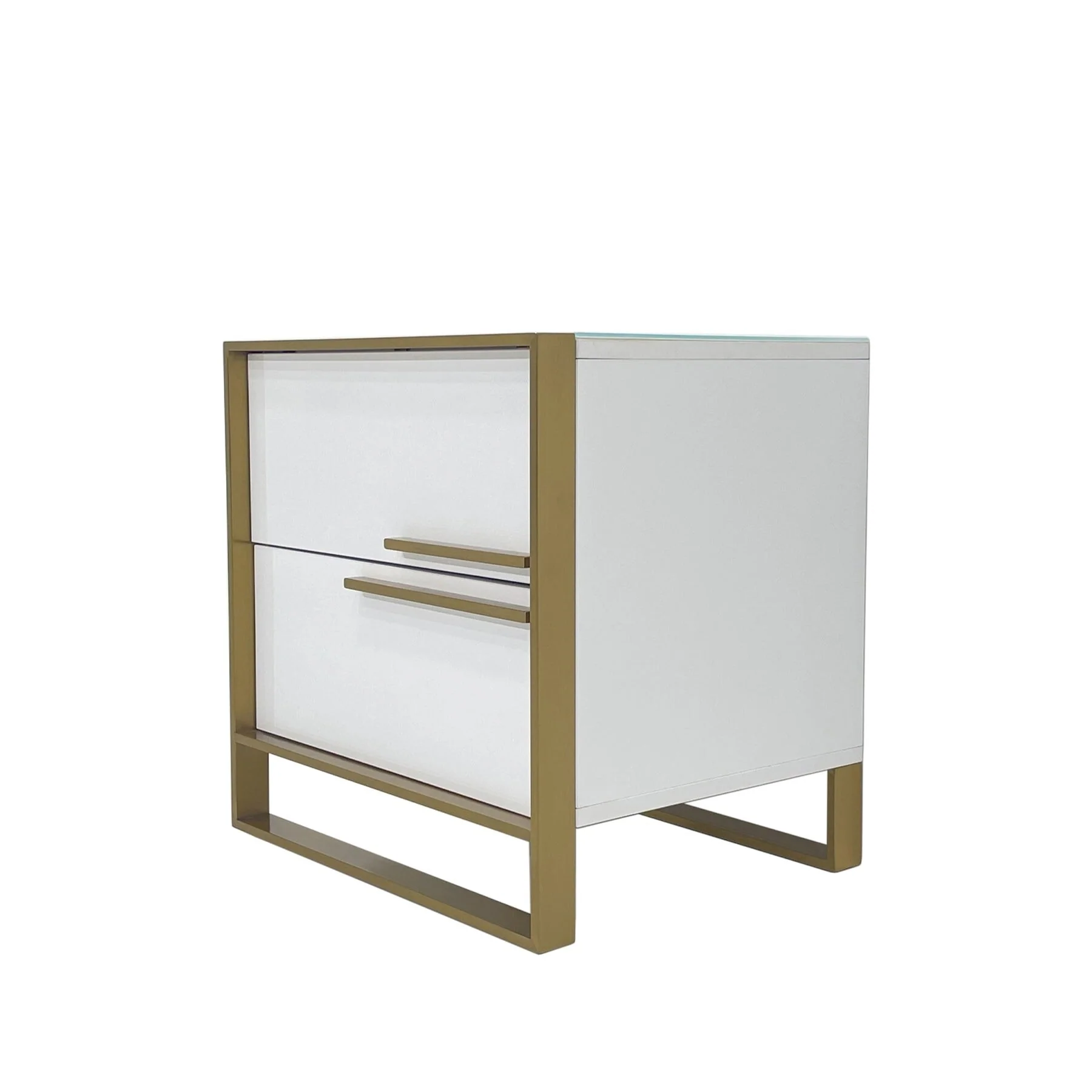MDF Night Stand with Matte Gold Frame