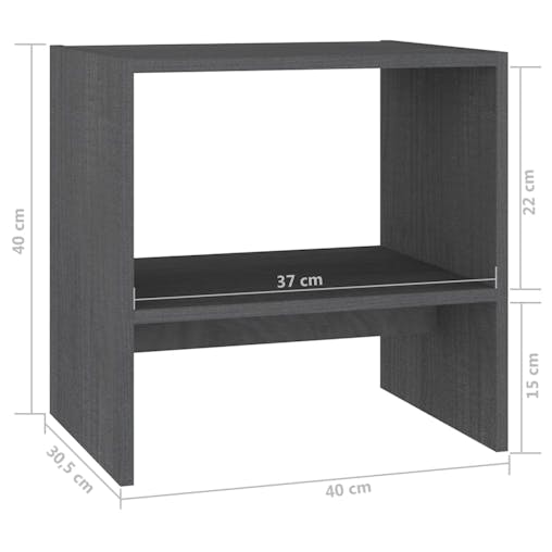 NNEVL Bedside Cabinets 2 pcs Grey 40x30.5x40 cm Solid Pinewood