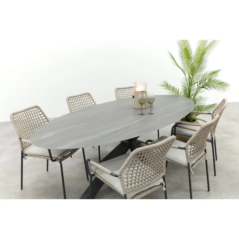 GI Swifty/Scotland 6-persoons stapelbare ovale tuinset 230x115 cm. - Antraciet