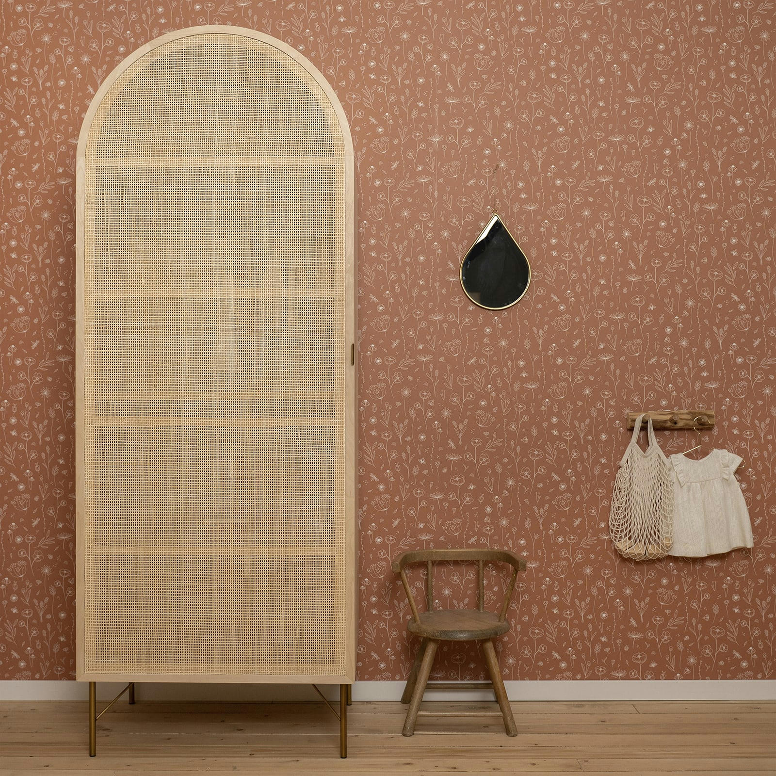 - papier peint farandole fleurie rouille 1000x53cm