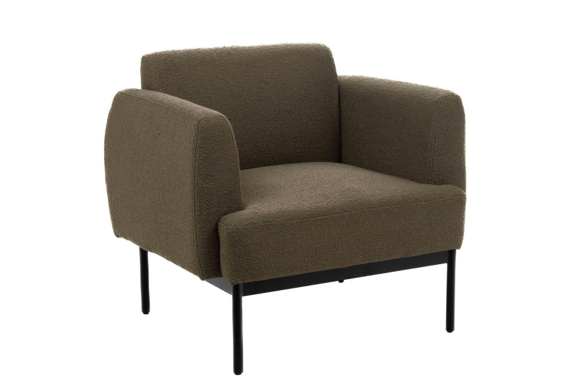 SASHA - Fauteuil contemporain aux lignes droites en tissu bouclette
