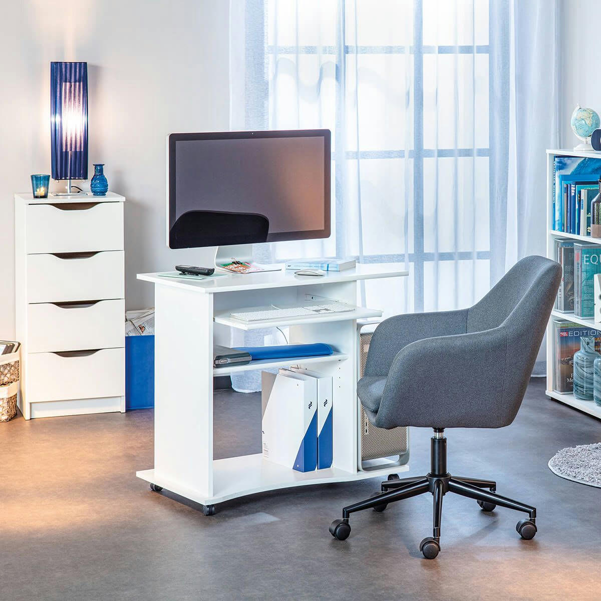 VALKA - Fauteuil  de bureau sur roulettes tissu gris