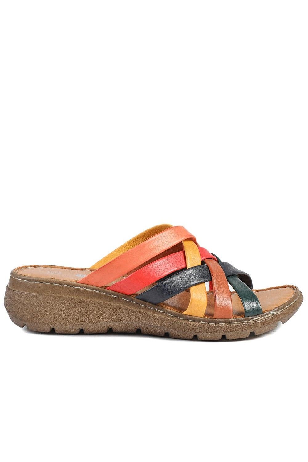 Pavers Leather Slip On Mule Sandals