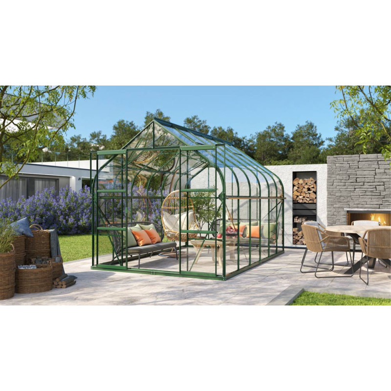 Serre en verre Dione verte 9,9 m² VITAVIA