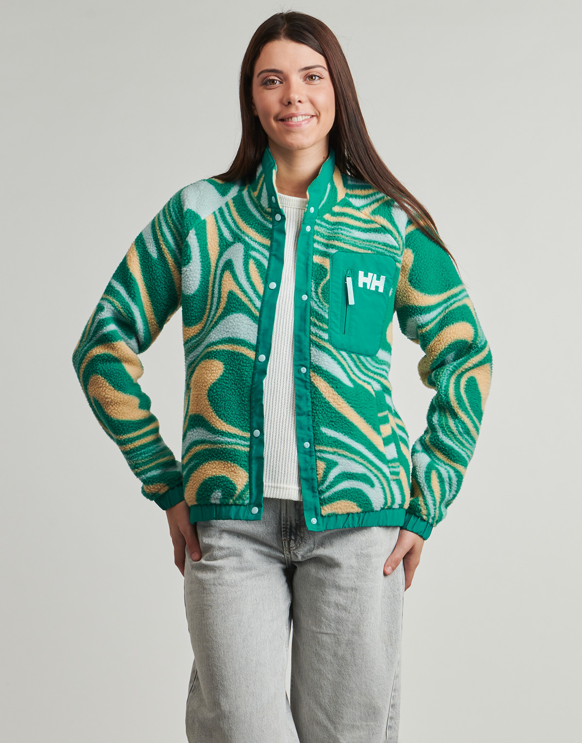 Helly Hansen - W IMPERIAL PRINTED PILE SNAP - Green / Multicolour