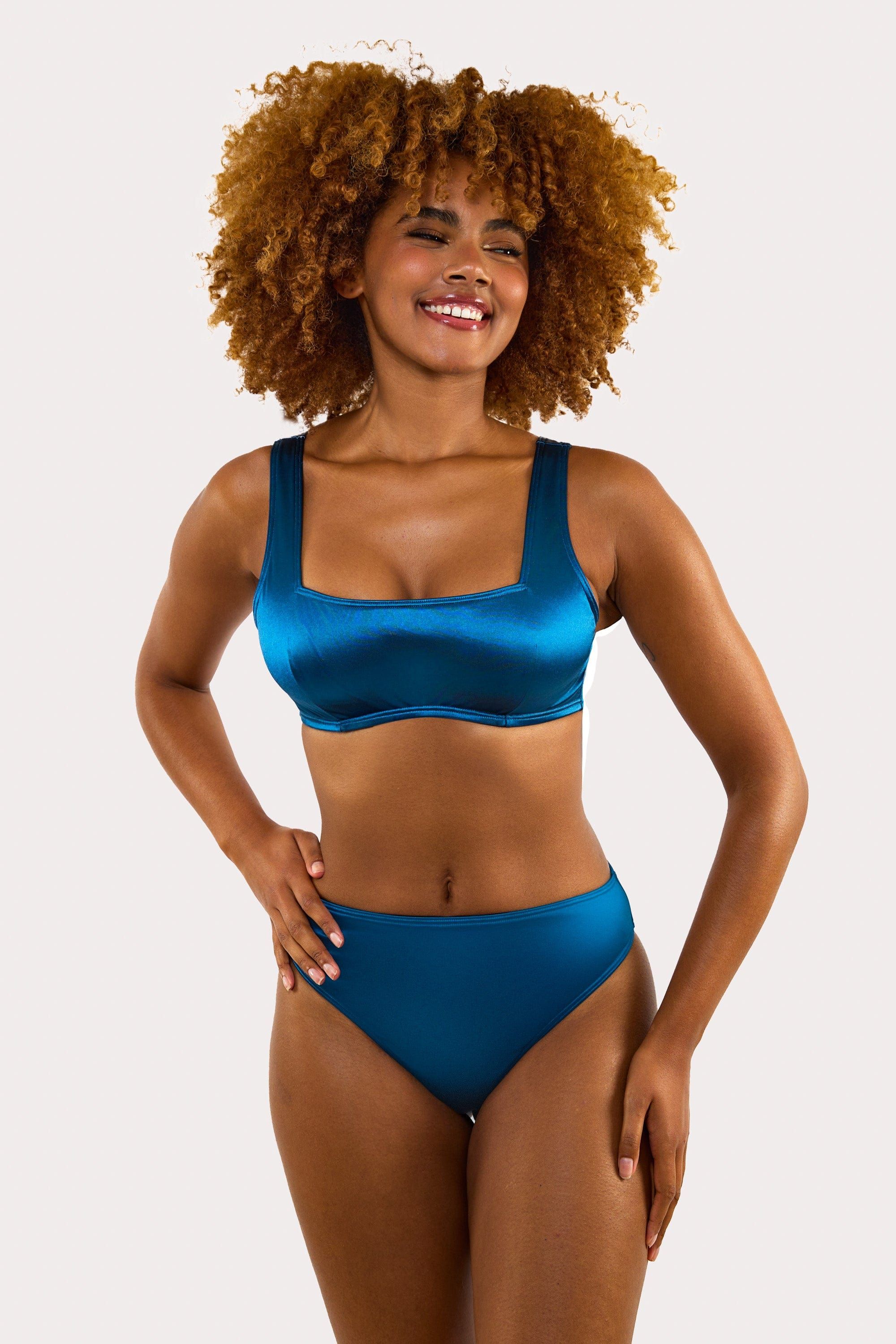 Wolf & Whistle Kylie Teal Fuller Bust Square Neck Crop Top