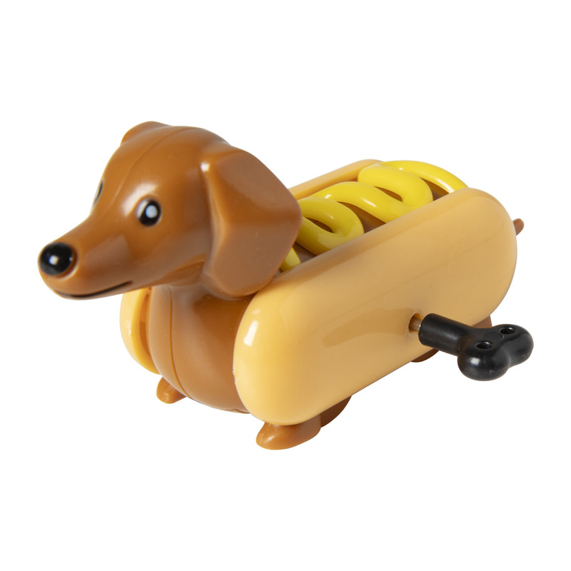 Opwindbare teckels set van 2 - bruin - 5.5x11x5 cm