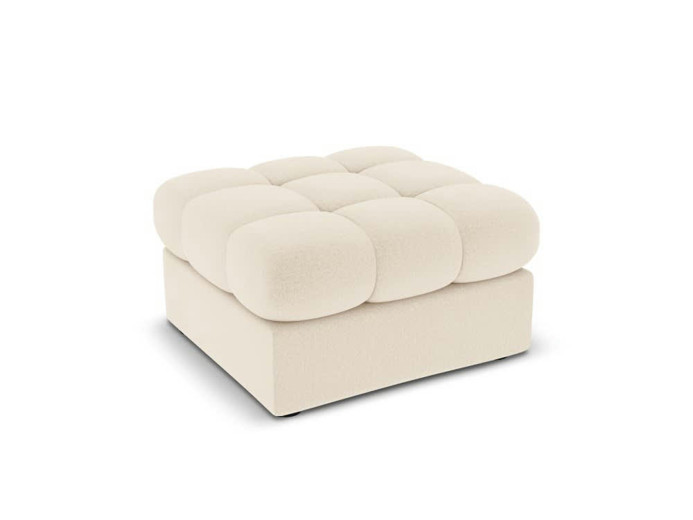 JUSTIN - Pouf en tissu structuré beige clair