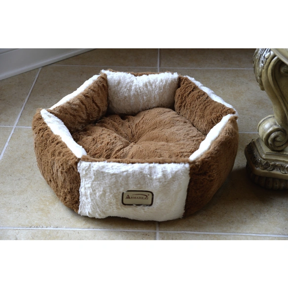 Katzen-Bett, braun/weiß