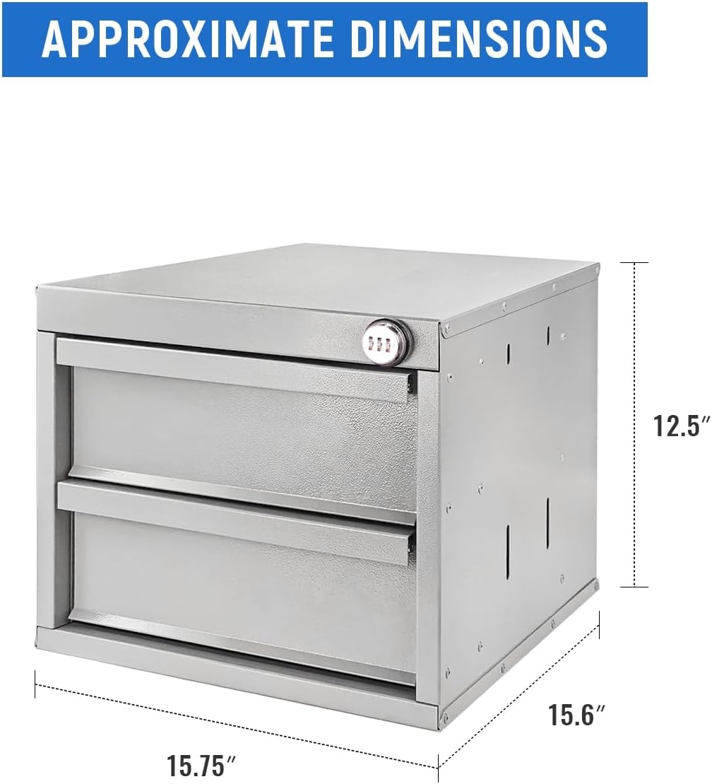 AA Products Model DW-1650 2 Tiers Drawer Cabinet with Password Lock Designed for Tools Room, Utility Room, Workplace, Carriage, Garage. 15.75’’W x 12.5’’H x 15.6”D - Sold Individually