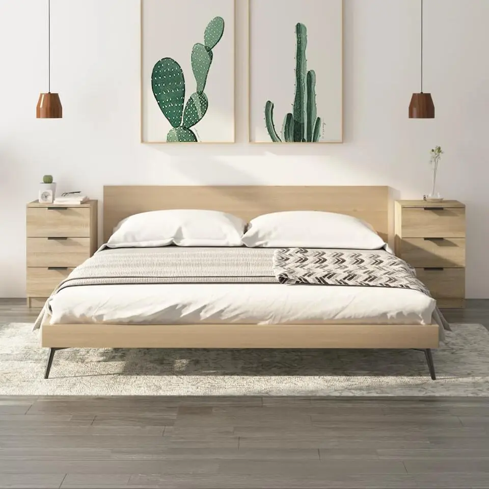 vidaXL - Nachtkastje - Bruin - Bewerkt hout - 2 stuks