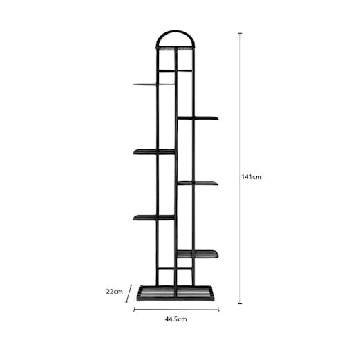 SOGA 8-Tier 9-Pot Black Metal Plant Stand Flowerpot Display Shelf Rack