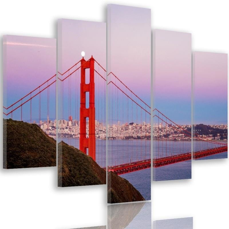 Feeby Obraz 5 częściowy Most Golden Gate 3 100x70