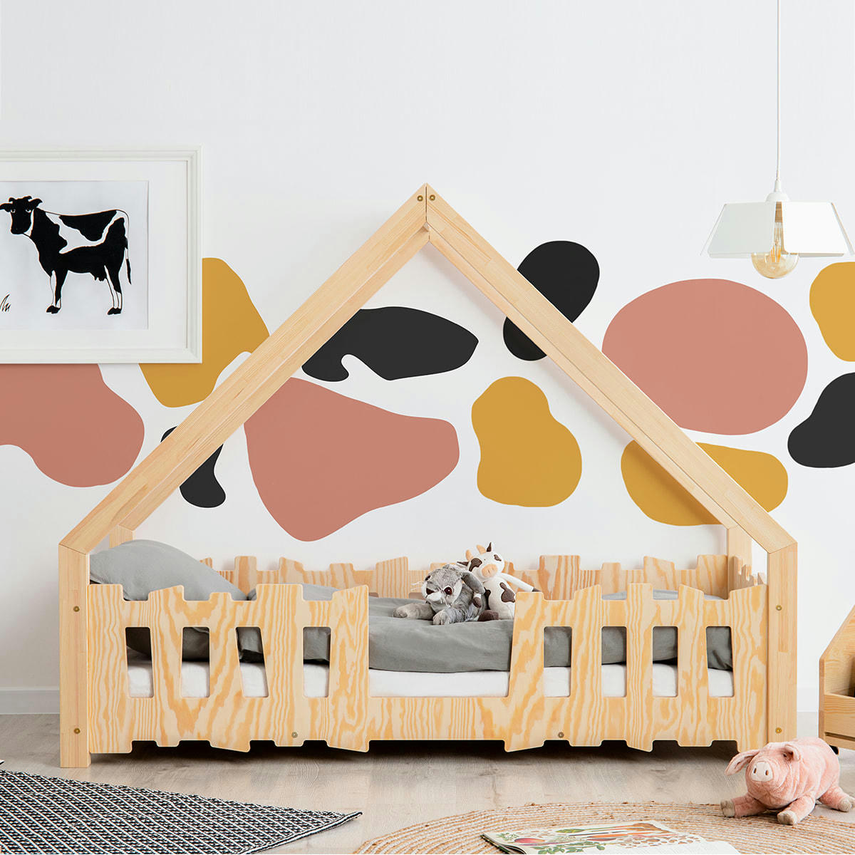 ENZO - Lit cabane 90x200 sommier inclus naturel