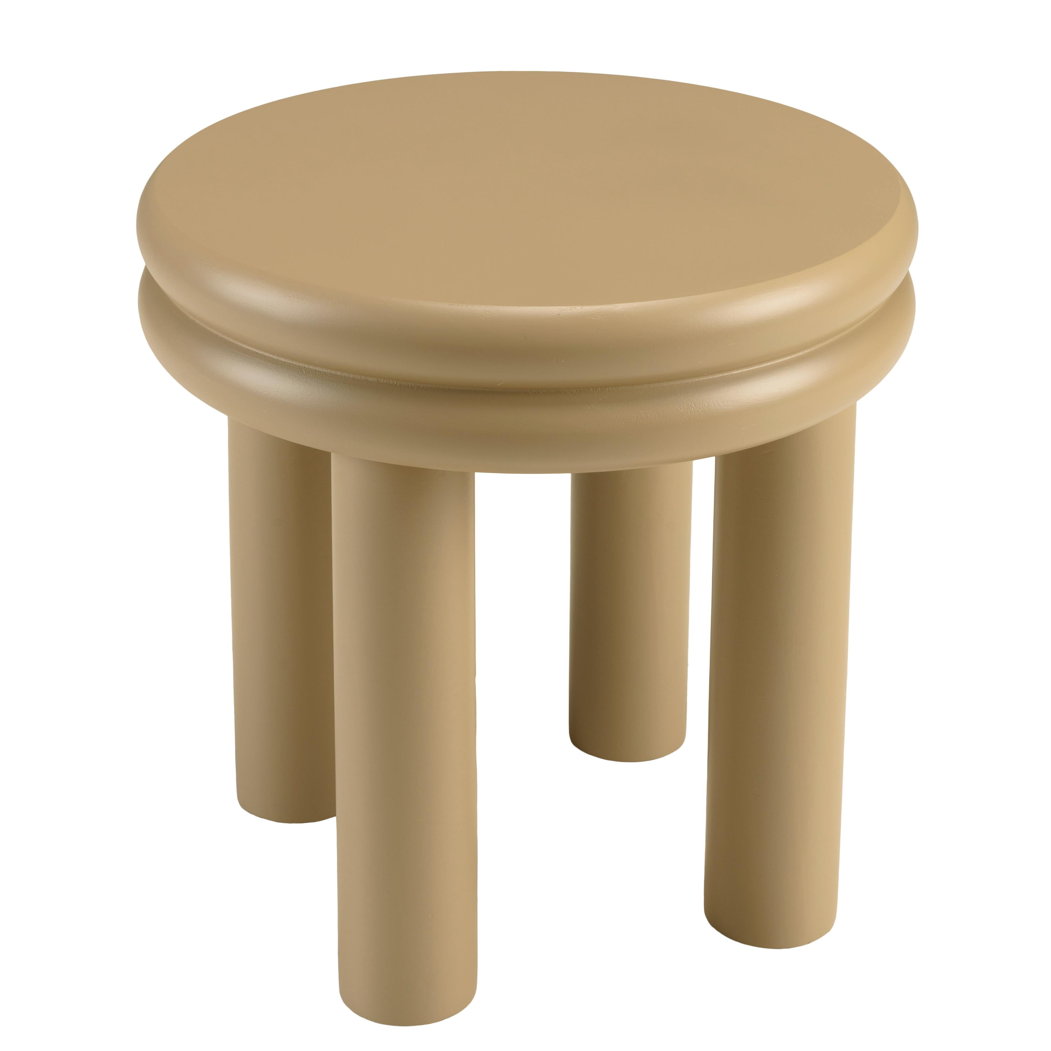 Table d'appoint ronde en bois peint taupe D40cm CASTILLE