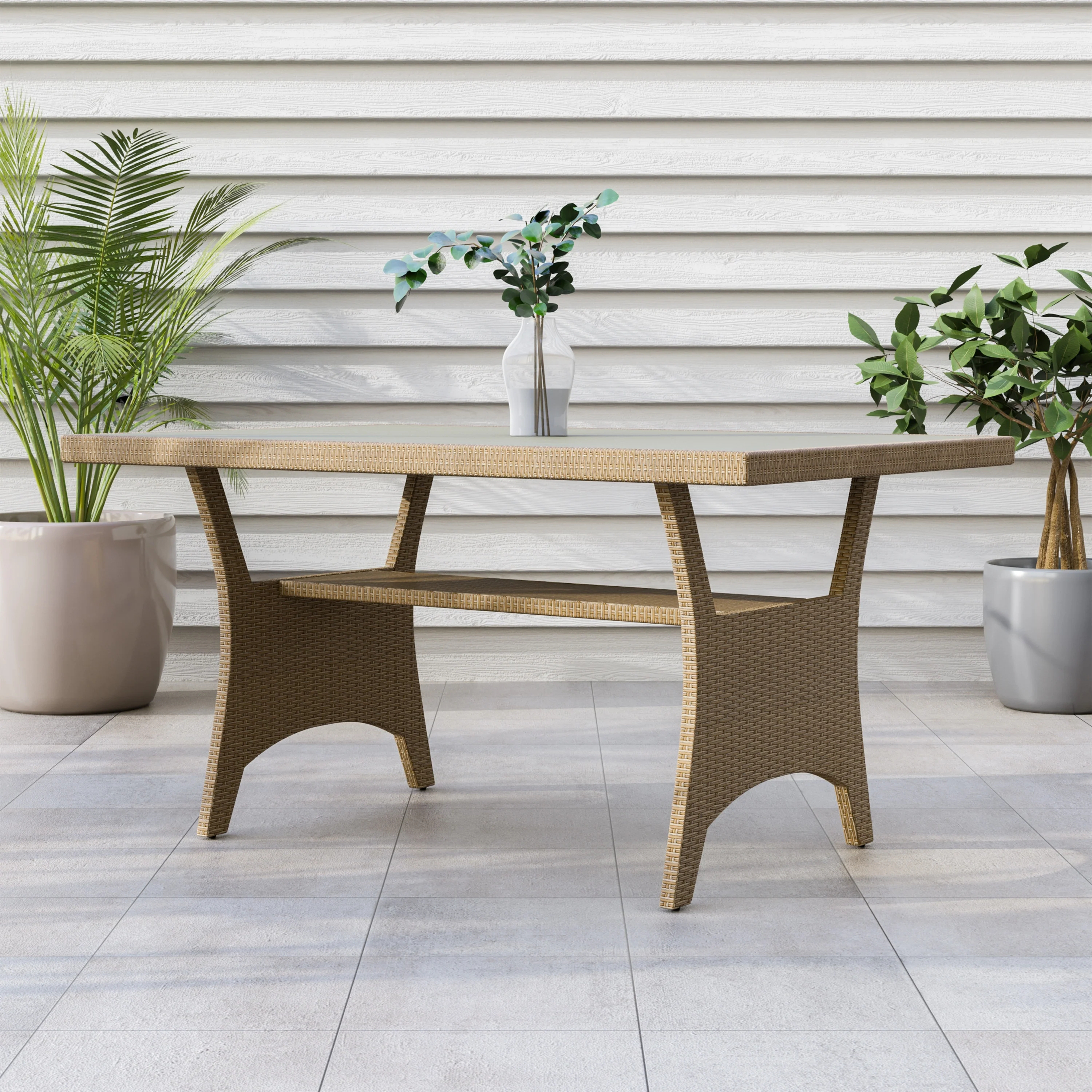 Decker Contemporary 57-inch Wicker Plank-Style Outdoor Dining Table by M&L Co.