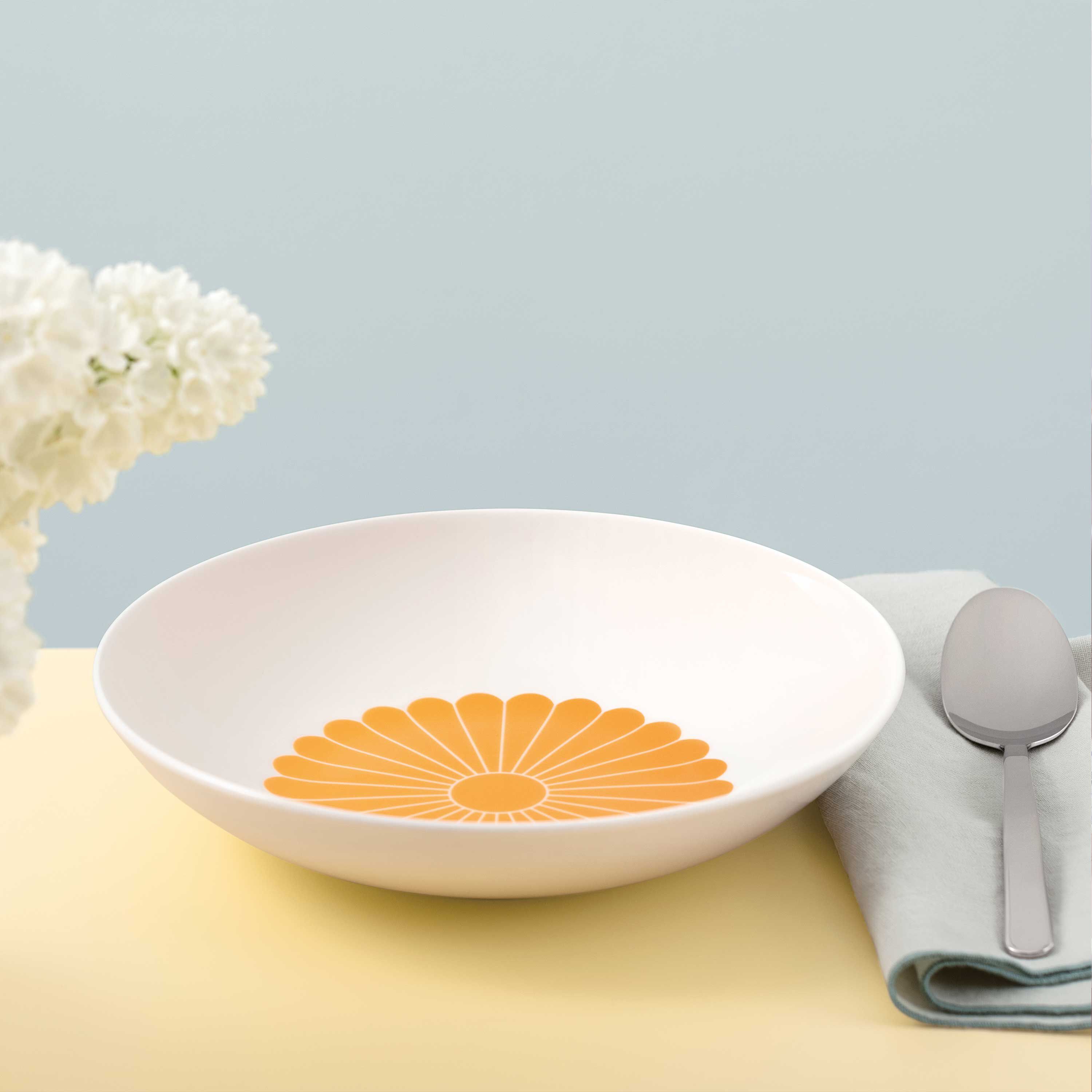 Fleur Pasta bowl - Yellow, 21 oz, Premium Porcelain