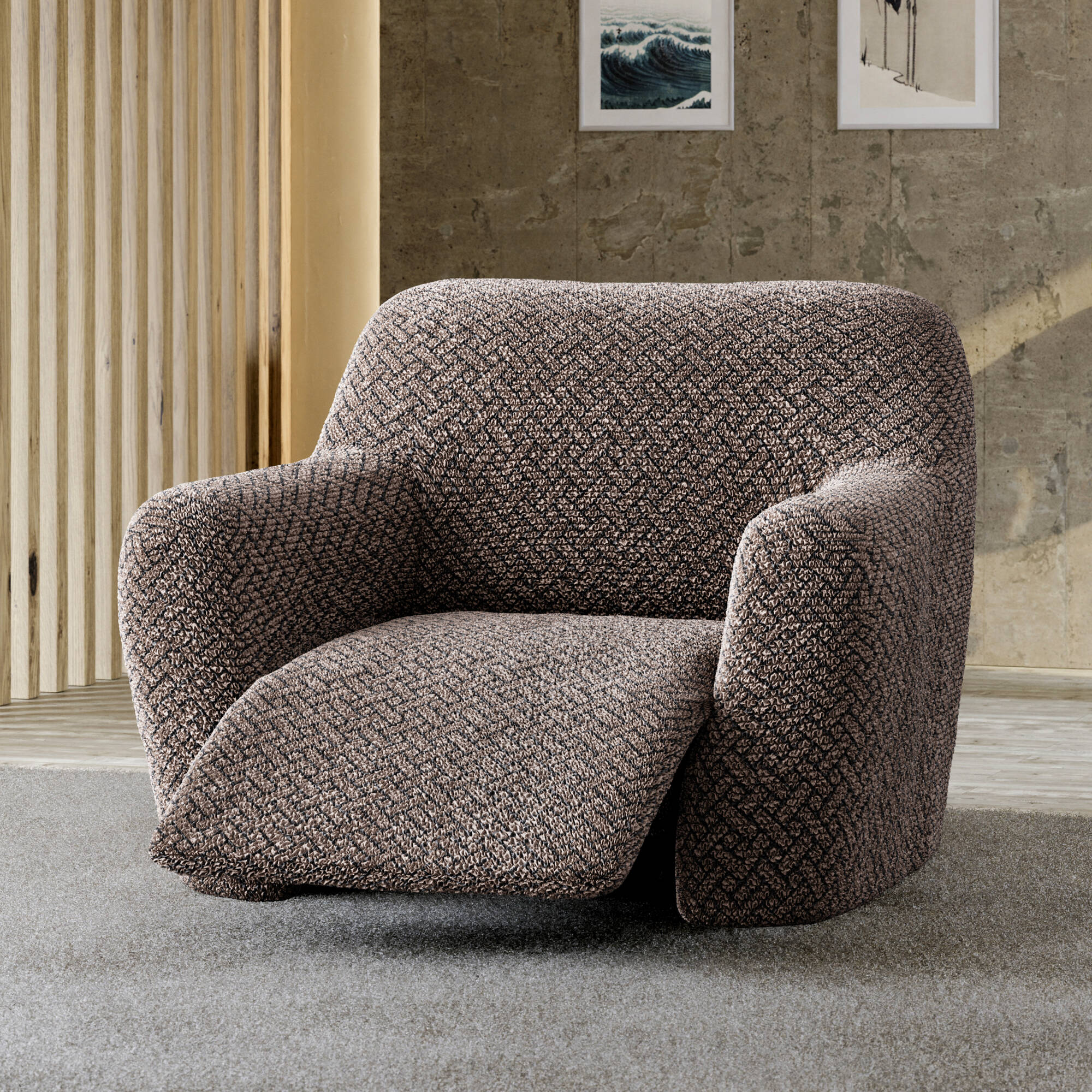 Housse bi-extensible microfibre gaufrée graphique spéciale relax