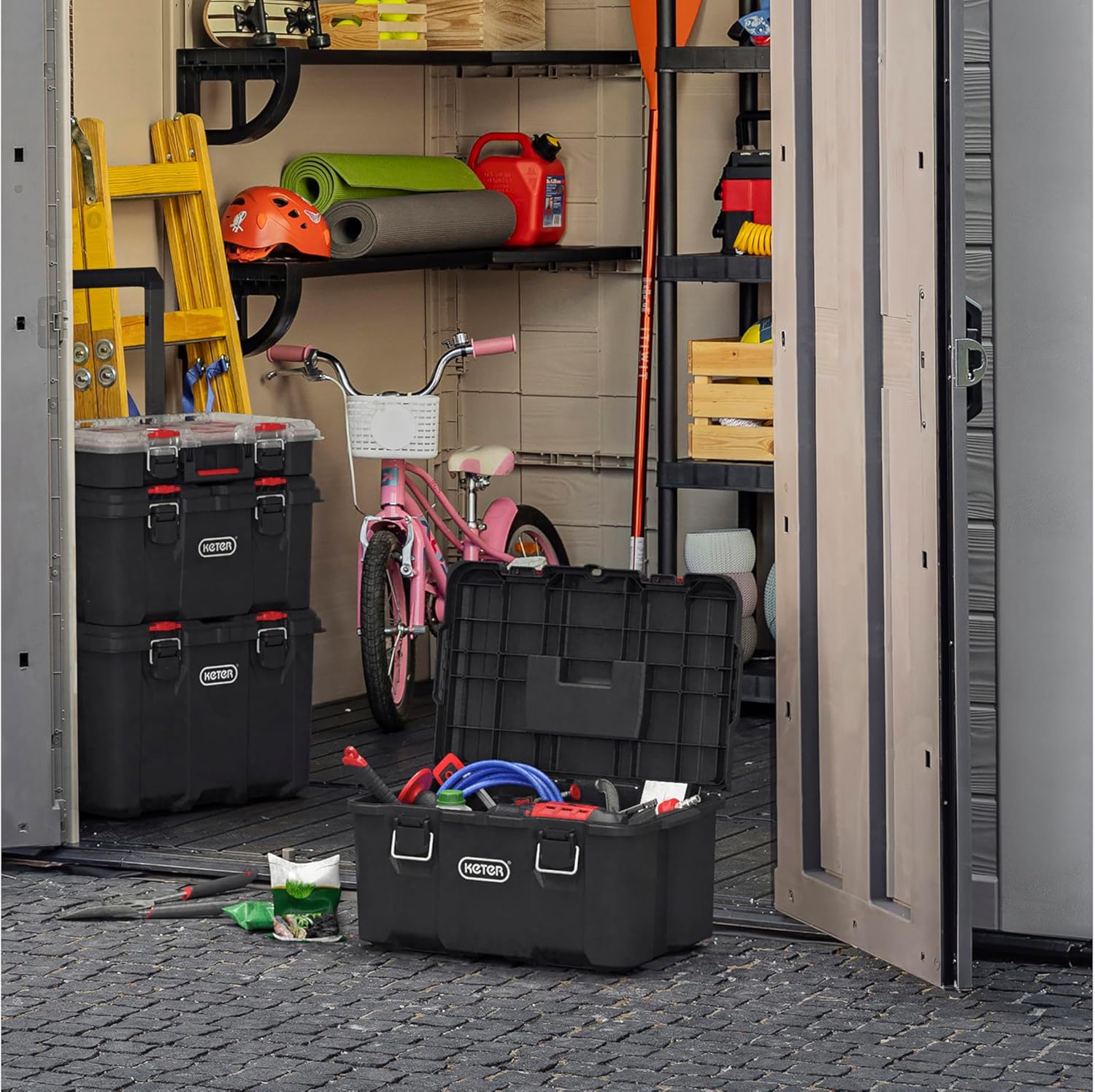 Keter Stack n' Roll Modular DIY Toolbox, Stackable, Lightweight, Durable, Water Resistant, Black