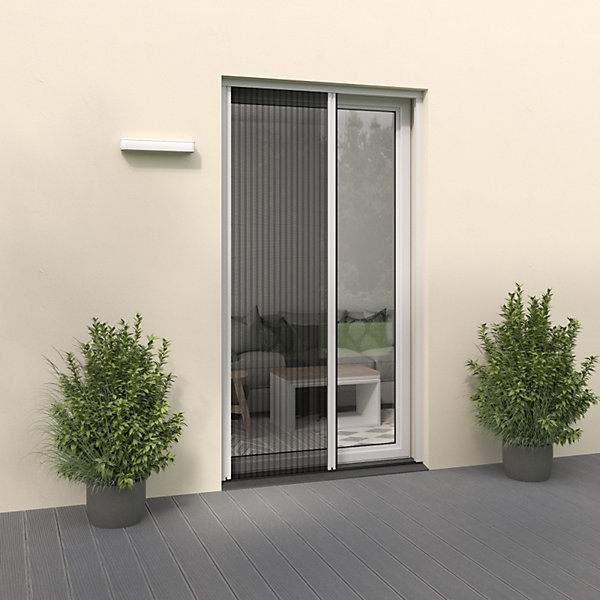Moustiquaire Porte Plissée H230 cm x L140 cm Alu Blanc