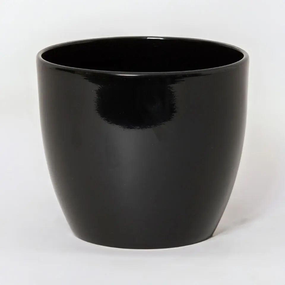 Floran Plantenpot Boule - zwart - glans - keramiek - 32x27 cm