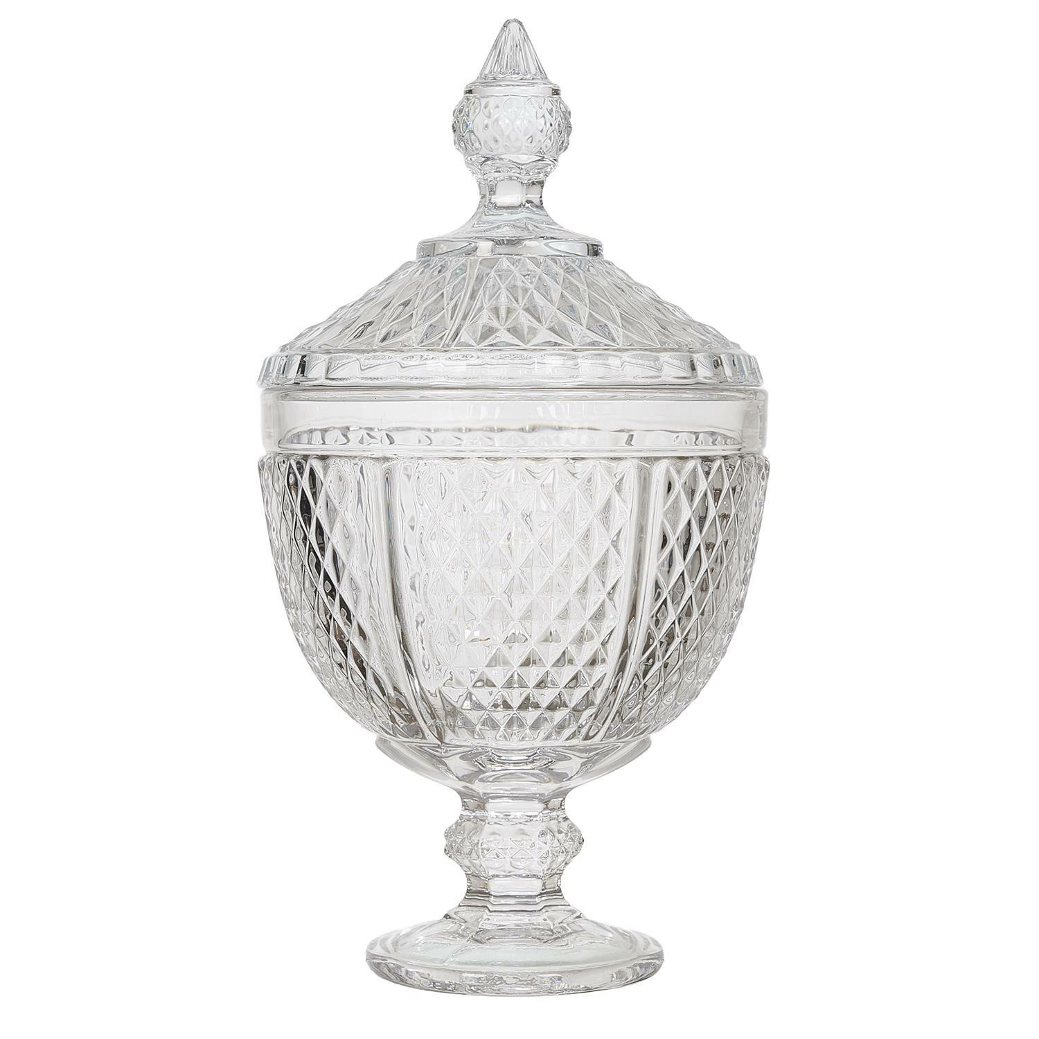 Szklana bomboniera diamond 15x31 cm zdobiona w stylu glamour