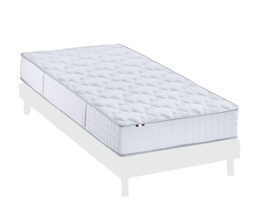 ENSEMBLE KIT ODYSSEE - Ensemble Matelas Ressorts + Visco Sommier en Kit Blanc 90x190