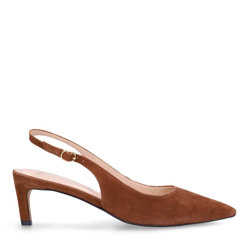 Manfield Bruine suède slingbacks