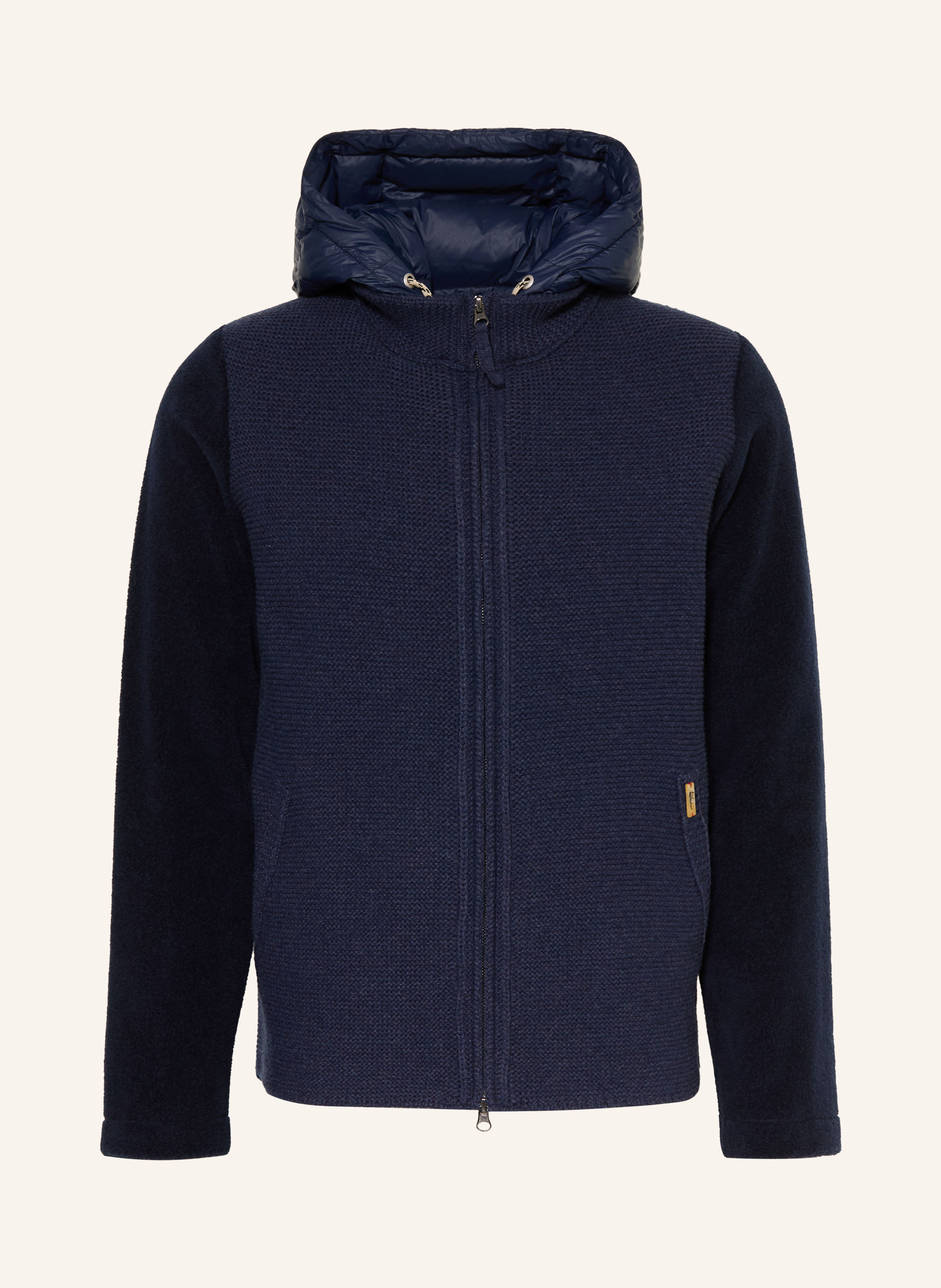Luis Trenker Strickjacke LUWALLACENEW im Materialmix mit abnehmbarer Kapuze