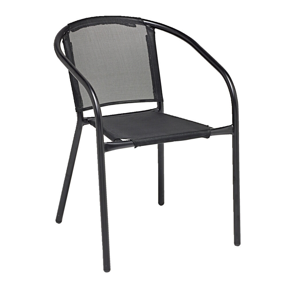 Chaise de jardin Macéo acier et textilène noir 54xP57xH75cm