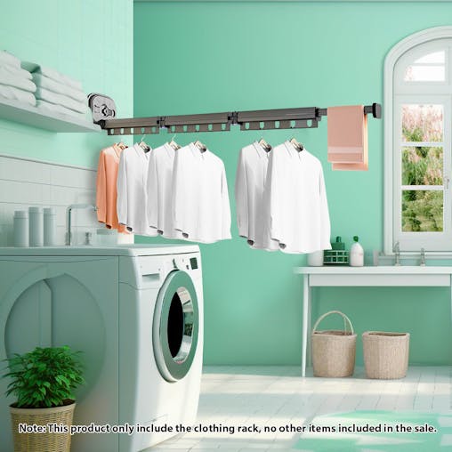 SOGA 2X 127.5cm Suction-Mounted Retractable Clothing Drying Rack Foldable Hanger