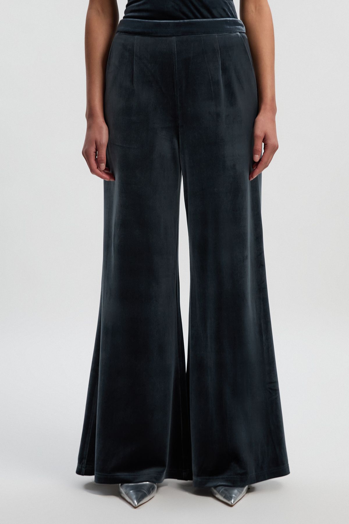 KarenMillen Velvet Woven Wide Leg Trouser
