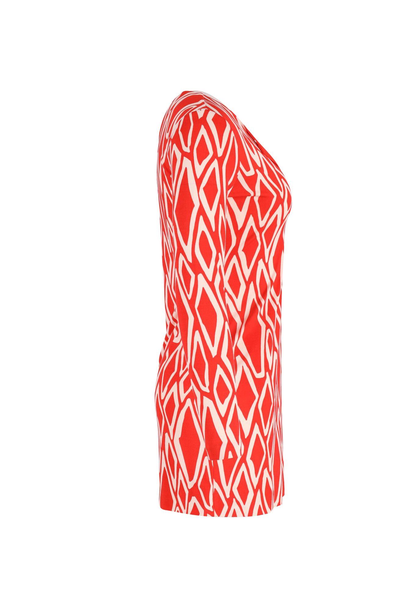 Diane Von Furstenberg Preloved Printed Mini Dress in Coral Red Silk