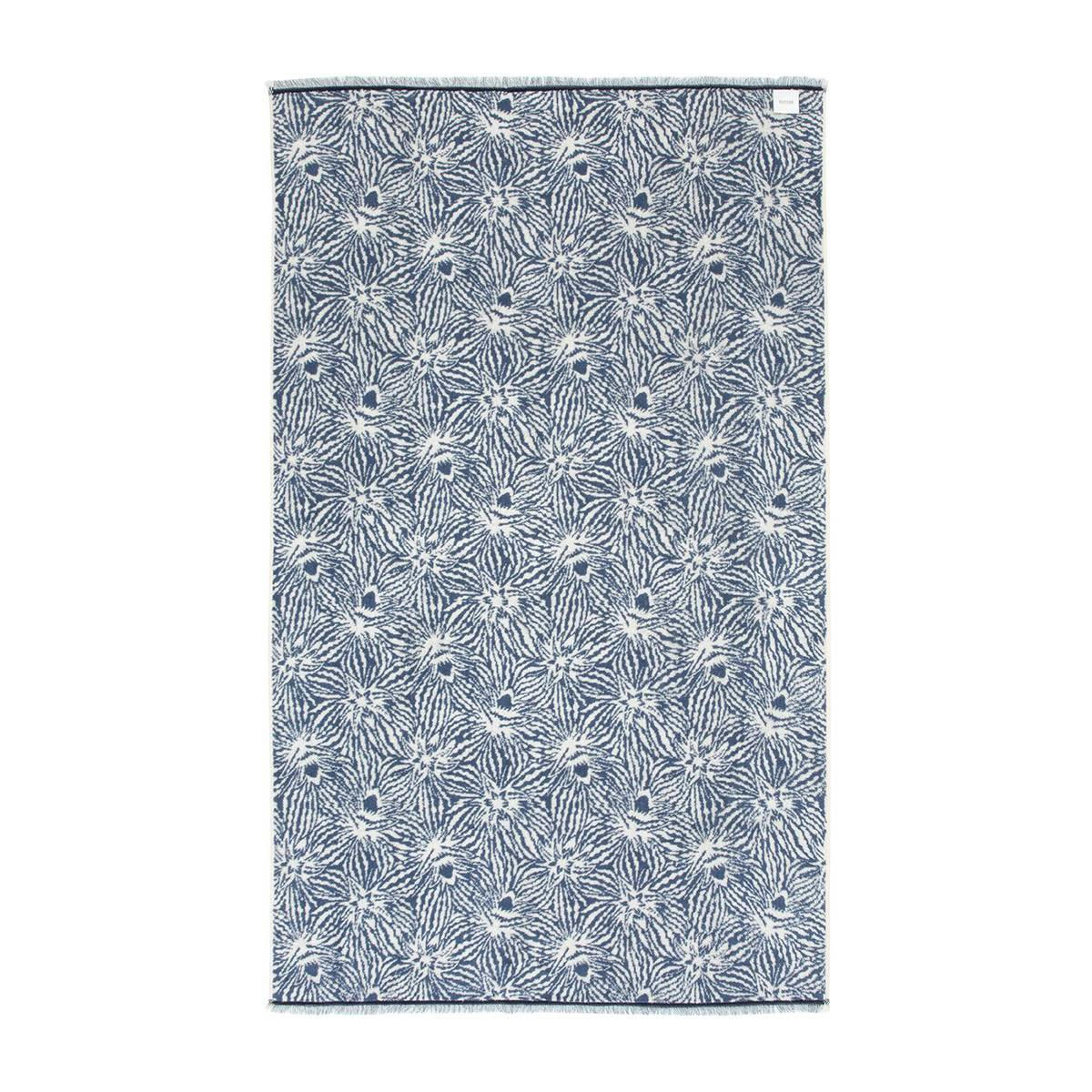 POSIDONIE - Serviette de bain en  jacquard de coton bleu 90 x 150 cm